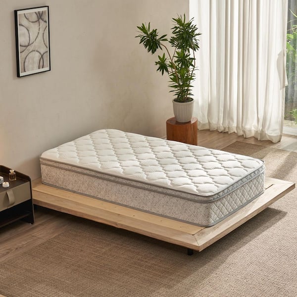Full Medium 12" Twin Hybrid Mattress in a Box with Memory Foam & Pocket Spring, Pressure Relief, Zoned Support