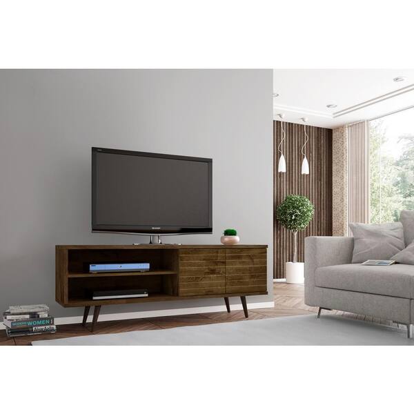 Luxor Liberty 63 in. Rustic Brown Particle Board Entertainment