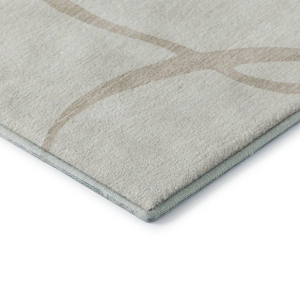 Mayfield Premium Machine Washable Abstract AMF999 Ivory 2 ft. 3 in. x 7 ft. 6 in. Runner Rug