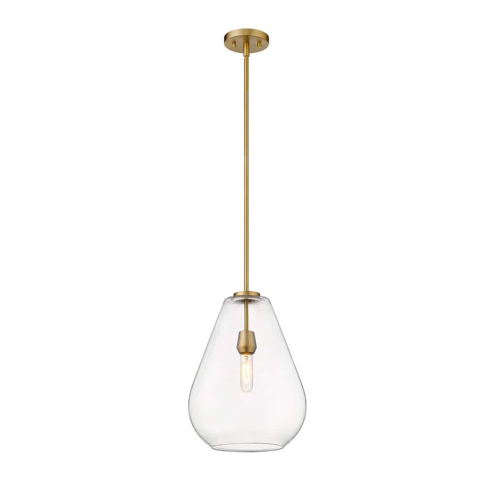 1-Light Olde Brass Pendant with Clear Glass