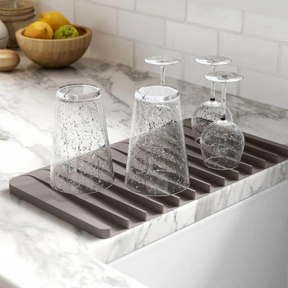 Brown Silicone Self-Draining Dish Drying Mat