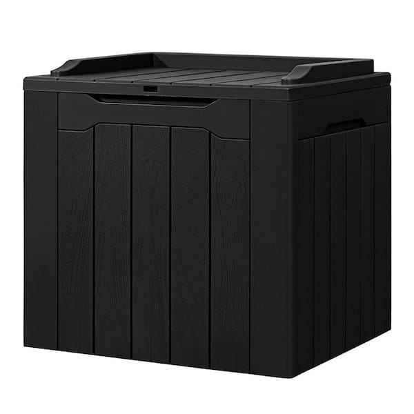 Unbranded 31 Gal. Black Waterproof Resin Deck Box with Lockable Lid