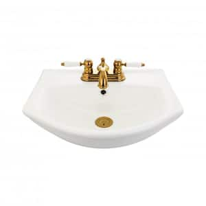 18 in. W Small Wall Mounted Modern Basin Bathroom Sink Combo in White with Overflow, 4 in. Centerset Faucet and Drain