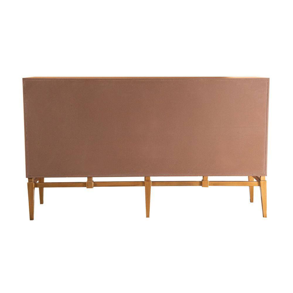 Col 60 Inch Brown and Black 4 Door Sideboard Cabinet with Gold Legs