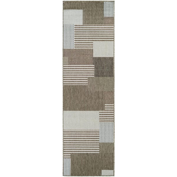 Couristan Monaco Starboard Grey-Sand 2 ft. x 8 ft. Indoor/Outdoor Runner Rug