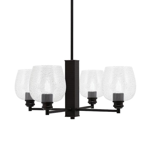 Unbranded Albany 24 in. 4-Light Espresso Chandelier with Smoke Bubble Glass Shades