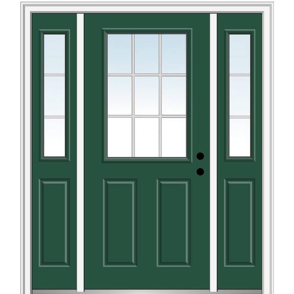 MMI Door 64.5 in. x 81.75 in. Internal Grilles Left-Hand Inswing 1/2-Lite Clear Painted Steel Prehung Front Door with Sidelites