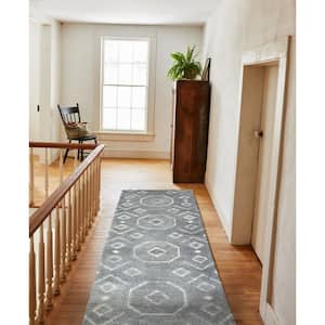 Gray Rastro Rug 2.8 ft. x 8 ft. Rectangle Wool and Cotton Stair Runner
