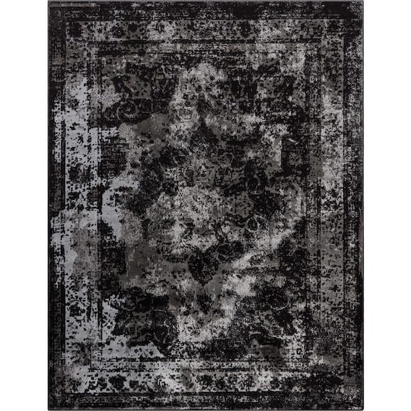 Well Woven Zazzle Patras Vintage Oriental Floral Black 5 ft. x 7 ft. Area Rug