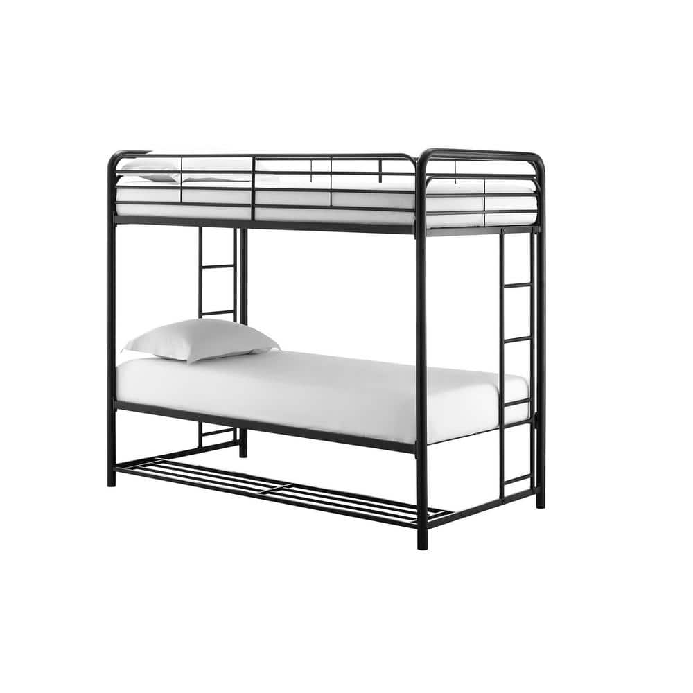 DHP Bellona Black Twin/Twin Bunk Bed With Storage Bin DE55105 - The ...