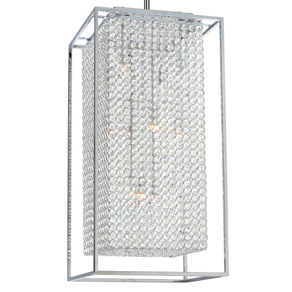 Cube 29" Chrome and Crystal 11-Light Chandelier