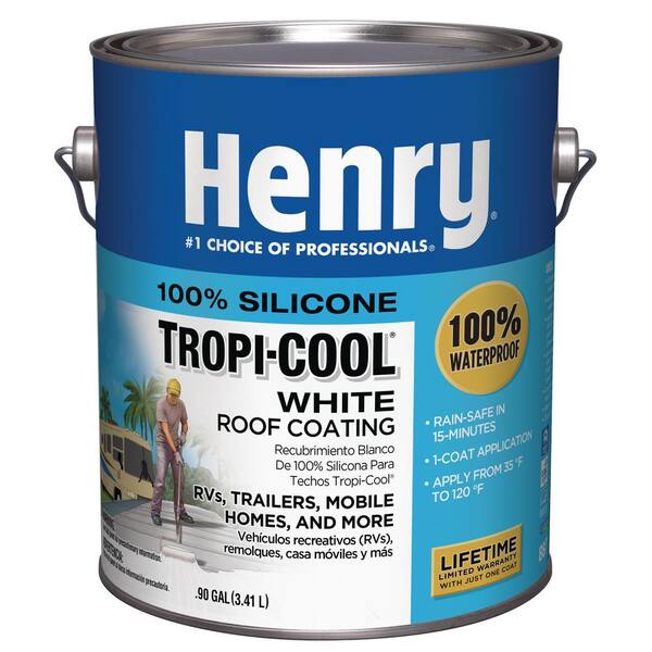 Henry 887 Tropicool 0 90 Gal White 100 Silicone Reflective Roof Coating He887hs142 The Home Depot