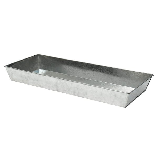 Achla Designs Large Versatile Galvanized Steel Saucer Tray, 24 in. Wide, Antique Finish
