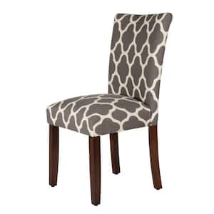 Gray and White Fabric Wooden Frame Parson Dining Chair