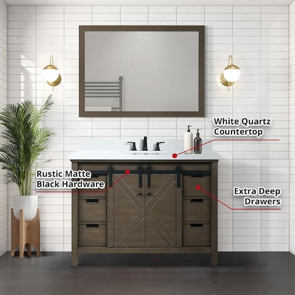 Lexora Marsyas 48-in Brown Bathroom Vanity Cabinet Lexora Marsyas 48-in Brown Bathroom Vanity Cabinet