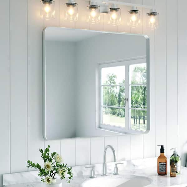 40 in. W x 36 in. H Rectangular Aluminum Framed Wall Bathroom Vanity Mirror in Silver