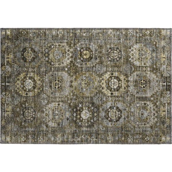 Mayfield Premium Machine Washable Abstract AMF2024 Mocha 2 ft. x 3 ft. Accent Rug