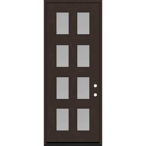Regency 42 in. x 96 in. 8L Modern Clear Glass LHIS Hickory Stained Fiberglass Prehung Front Door w/6 in. Jamb