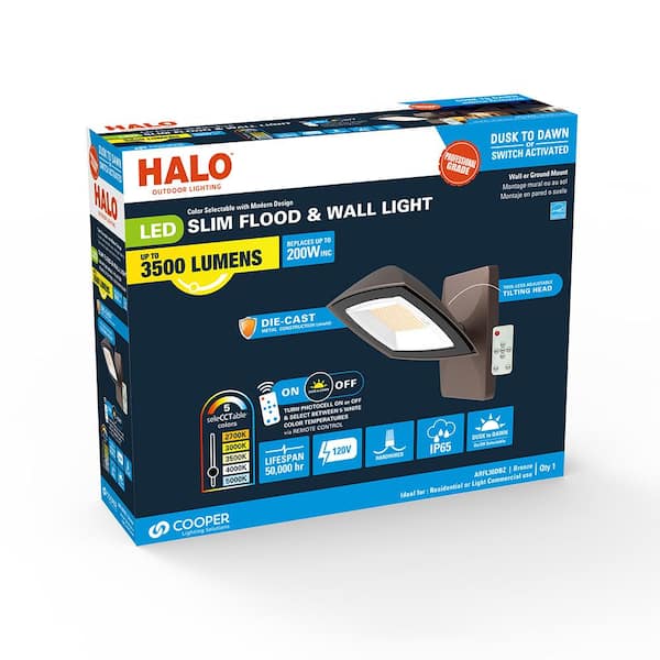 ARFL 200 Watt Equivalence Bronze Outdoor Integrated LED Architectural Residential Floodlight Dusk to Dawn 3500 Max Lumen