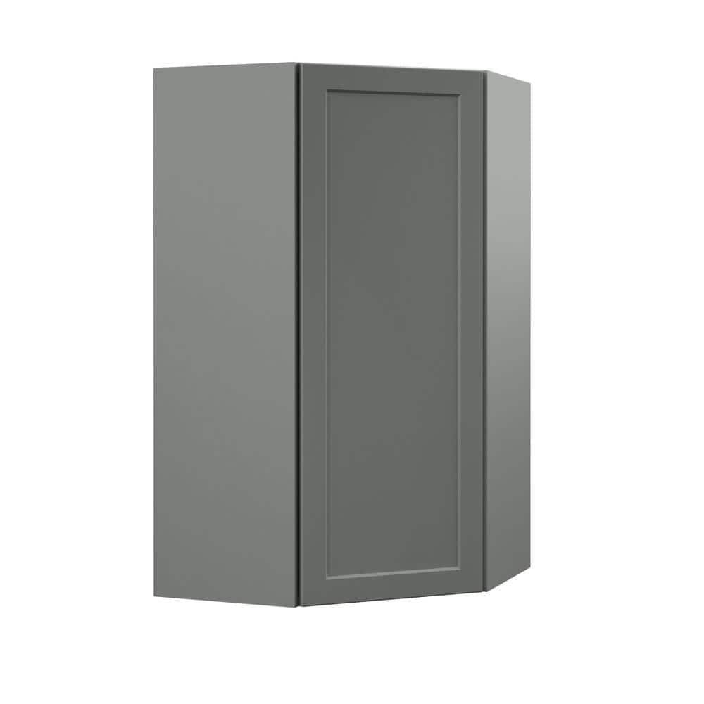 Designer Series Melvern 24 in. W x 12 in. D x 42 in. H Assembled Shaker Wall Diagonal Corner Cabinet in Storm Gray price history on PriceWatchPro