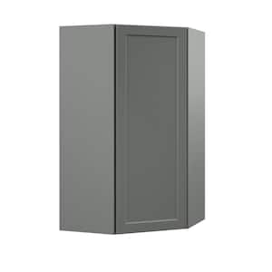 Designer Series Melvern Storm Gray Shaker Assembled Diagonal Wall Kitchen Cabinet (24 in. x 42 in. x 12.25 in.)