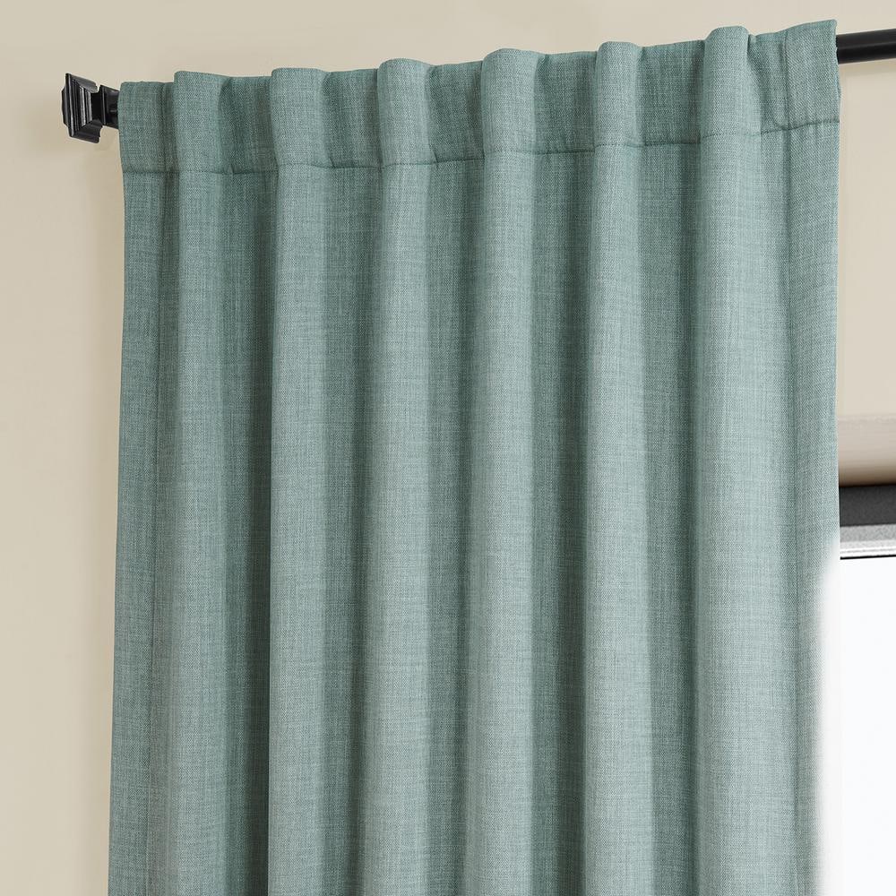 Sea Thistle Gray Faux Linen Blackout Curtains 50" x 108"
