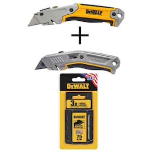 Metal Retractable Utility Knife, Retractable Utility Knife and Heavy-Duty Blades for Utility Knives (75-Pack)