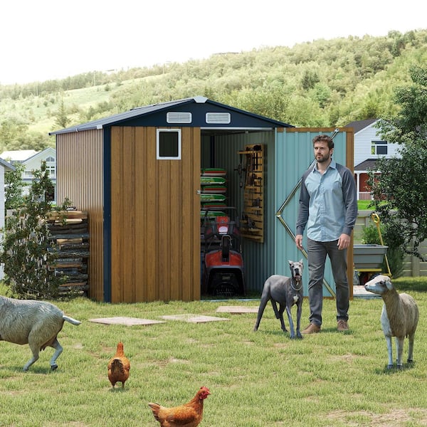 6 ft. W x 8 ft. D Yellow Outdoor Steel Storage Shed,Lockable Door,Compact Metal Tool Shed,Garden,Backyard(43.12 sq. ft.)