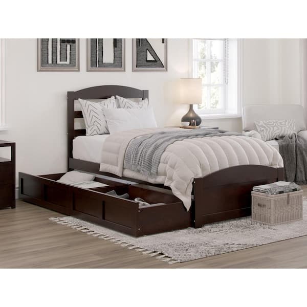 AFI Warren, Solid Wood Platform Bed with Footboard and Storage Drawers ...