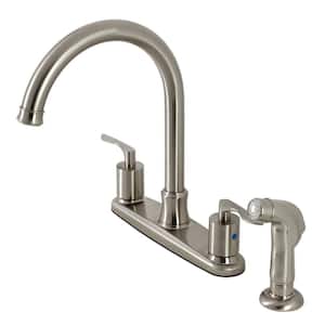 Serena 2-Handle Deck Mount Centerset Kitchen Faucets with Side Sprayer in Brushed Nickel