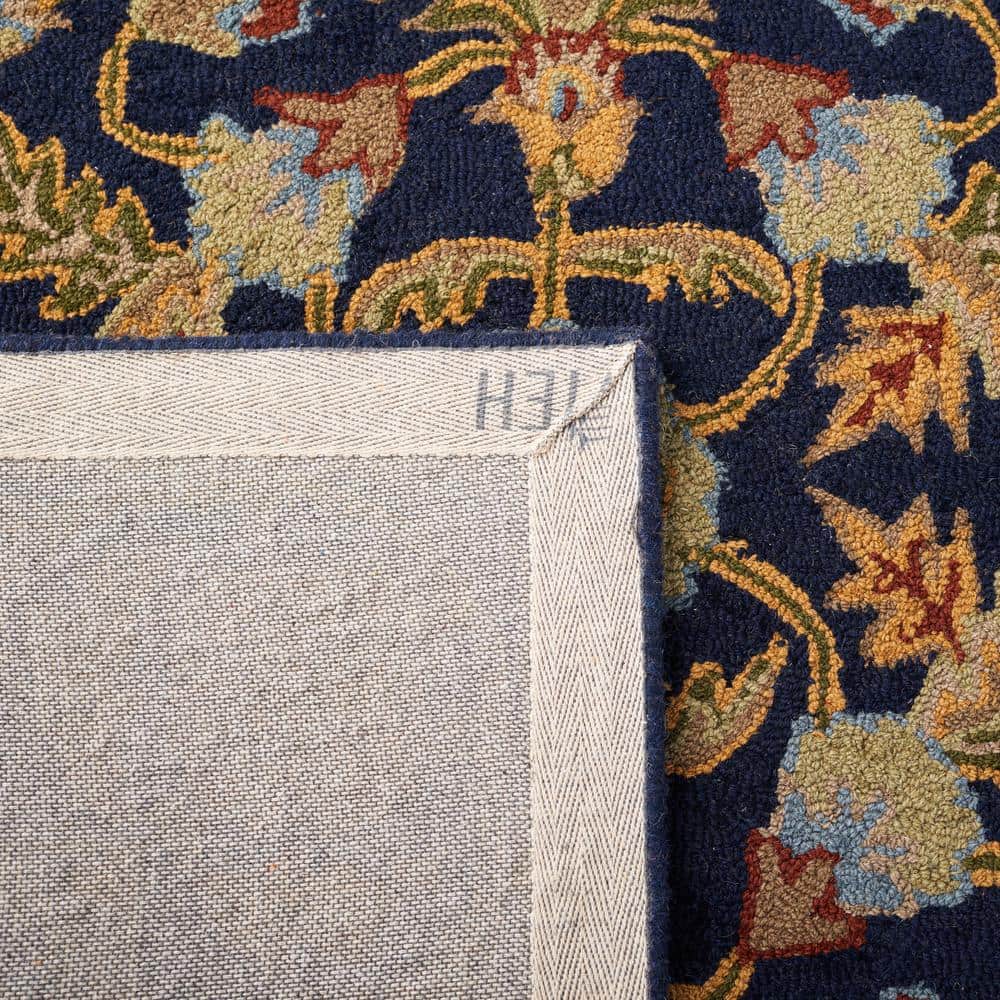 Handmade Navy Tufted Wool Runner Rug 27" x 8"