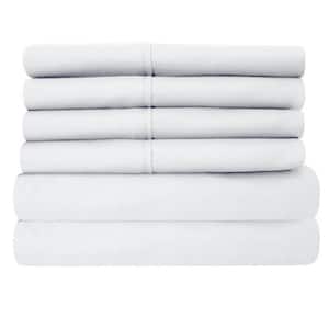 Super-Soft 1600 Series Double-Brushed 6-Piece White Microfiber California King Bed Sheets Set
