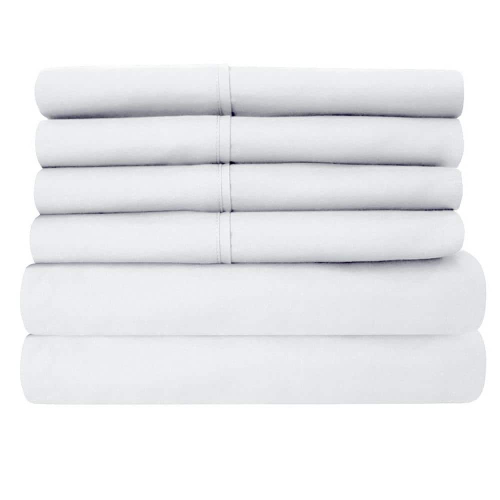 Luxury Home Super-Soft 1600 Series Double-Brushed 6-Piece White