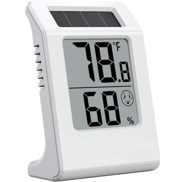 Digital Thermometer Hygrometer Meter Wireless Solar-Powered Indoor Temperature Humidity Monitor 2.2 Inin.ch Display