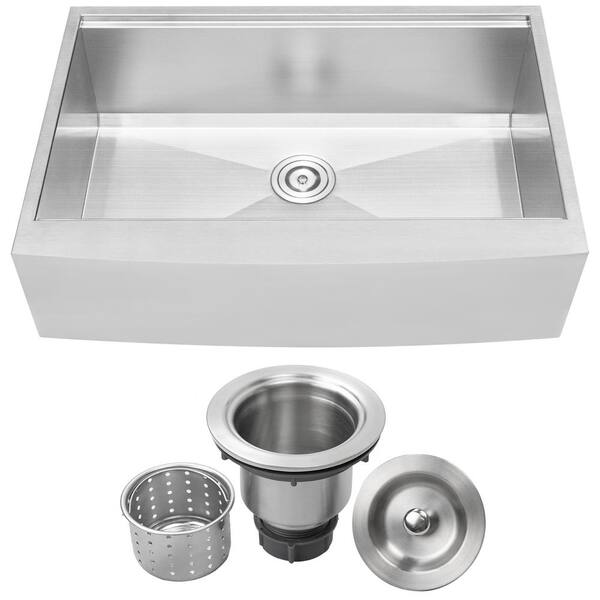 Ticor Bryce Zero Radius Farmhouse Apron Front 16-Gauge Stainless Steel ...