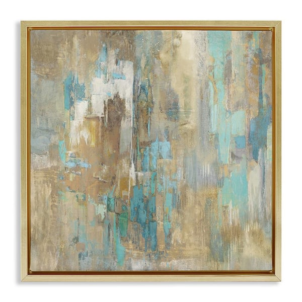 Stupell Industries Complex Abstract with Blue by Justin Turner Gold Floater Frame Abstract Graphic Art Print 25 in. x 25 in.