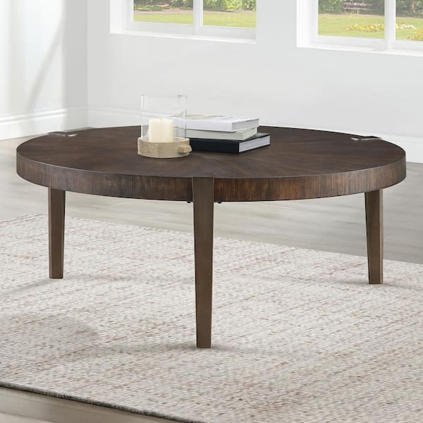 Gracie 48 in. Brown Wood Round Cocktail Coffee Table