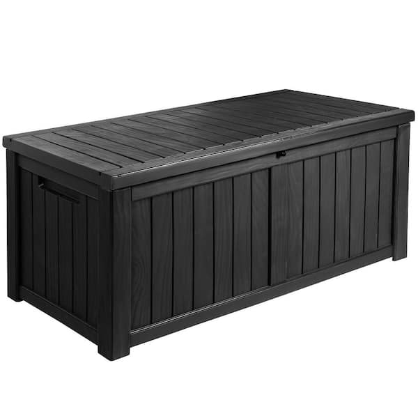 120 Gal. Outdoor Storage Box Plastic Resin Deck Box, Black