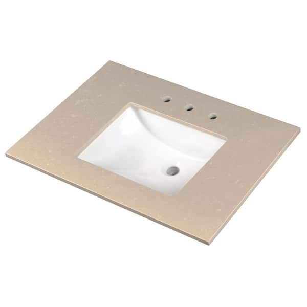 Cosandra 37 in. W x 22 in. D Engineered Marble Vanity Top with White Rectangle Single Sink