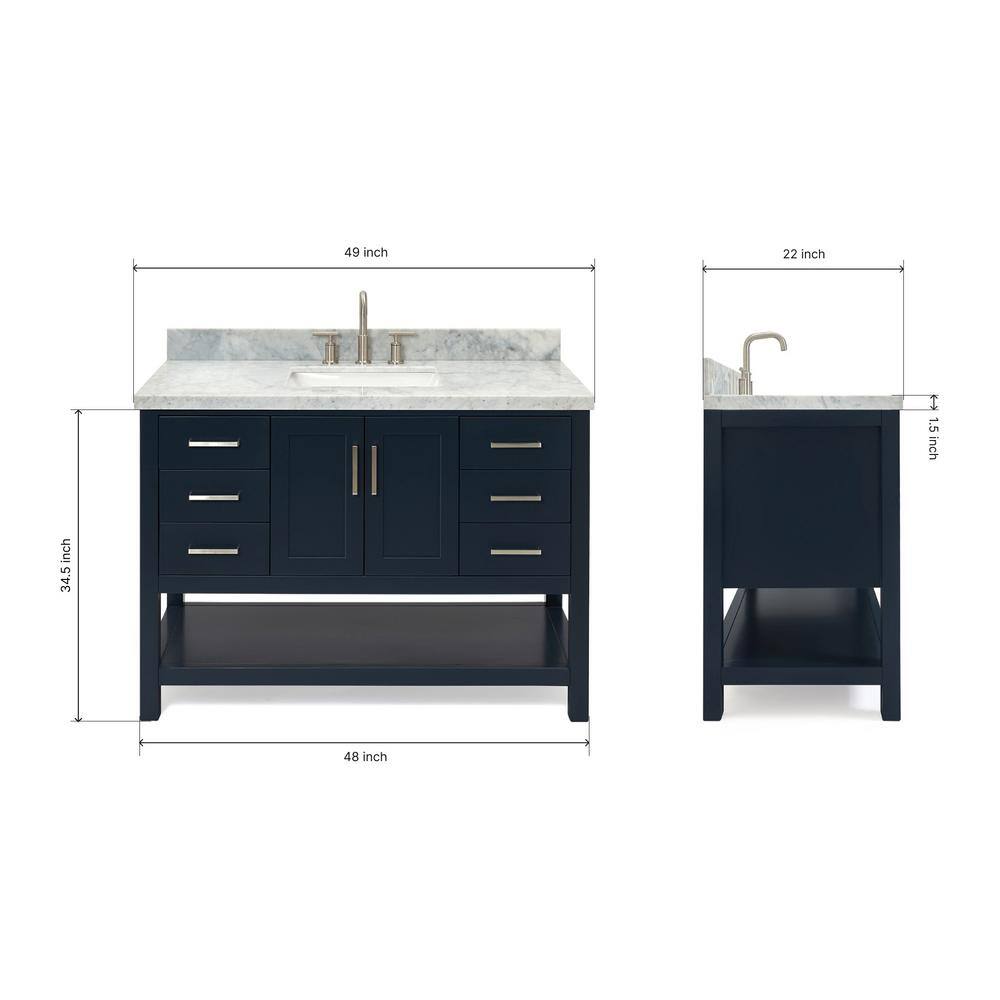 Magnolia Midnight Blue 49" Single Bathroom Vanity with Marble Top