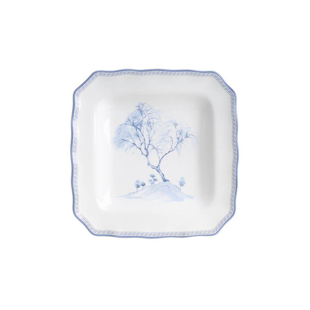 Scenic Toile Blue and White Porcelain 12-Piece Dinnerware Set