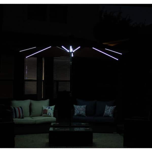 9 ft. x 7 ft. Rectangle Next Gen Solar Lighted Market Patio Umbrella in Scarlet