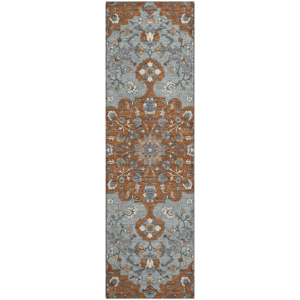 Mayfield Premium Machine Washable Abstract AMF2463 Paprika 2 ft. x 7 ft. Runner Rug