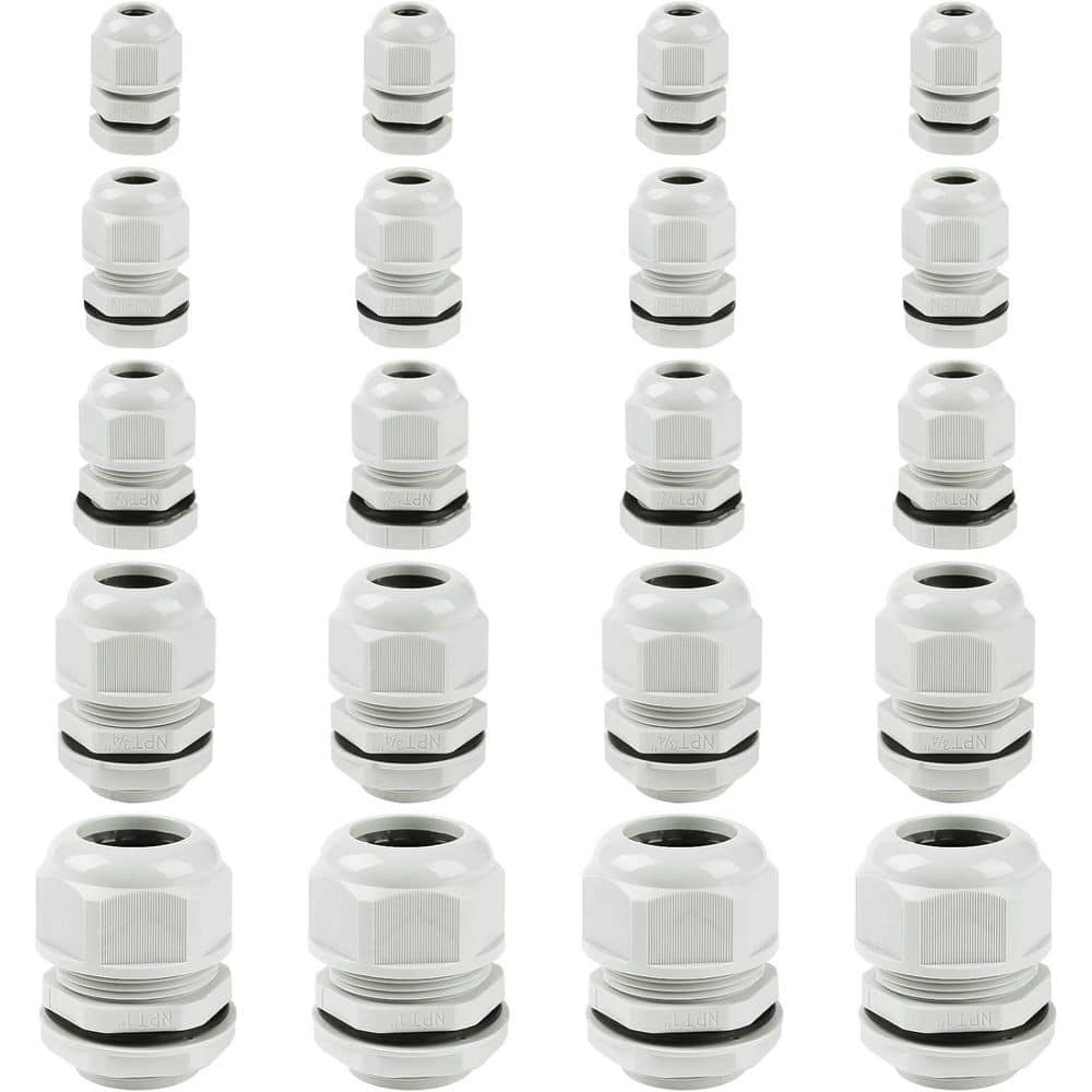 20PC Waterproof Nylon Cable Gland Nonmetallic Conduit Body, Single-Compres