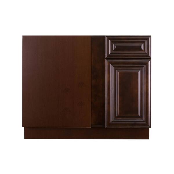 LIFEART CABINETRY Edinburgh Espresso Plywood Raised Panel Stock Assembled Base Corner Kitchen Cabinet (39 in. W x 34.5 in. H x 24 in. D)
