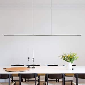 Neculina 47.24 in. 16-Watt 1-Light Integrated LED Black Tubed Island Linear Pendant Light with Dimmable 3000K