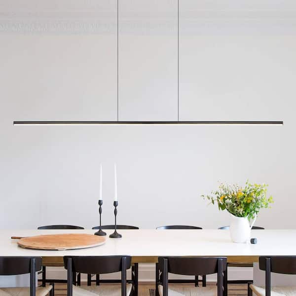 EDISLIVE Neculina 47.24 in. 16-Watt 1-Light Integrated LED Black Tubed Island Linear Pendant Light with Dimmable 3000K
