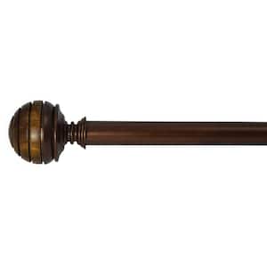 72 in. - 144 in. Adjustable Single Curtain Rod in Bronze with Ridges Finial