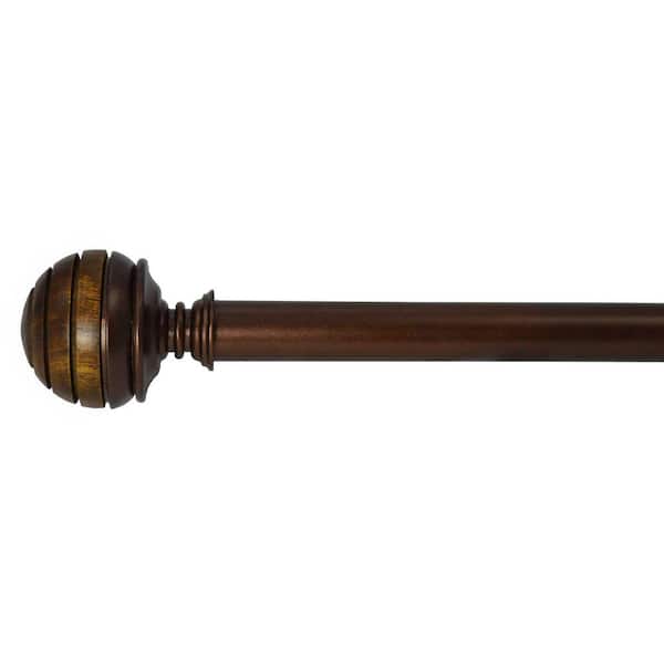 Versailles Home Fashions 72 in. - 144 in. Adjustable Single Curtain Rod in Bronze with Ridges Finial