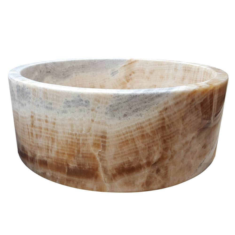 TashMart Cylindrical Natural Stone Vessel Sink In Gold TM007-HO - The ...